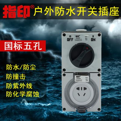 指印ZA56E202 雙聯防水開關插座 10A防水防暴雨防塵
